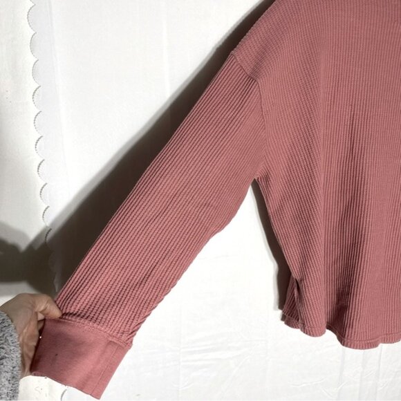 GAP Dusty Rose Waffle Knit Oversized Scoop Neck Long Sleeve Top XL - Picture 12 of 16